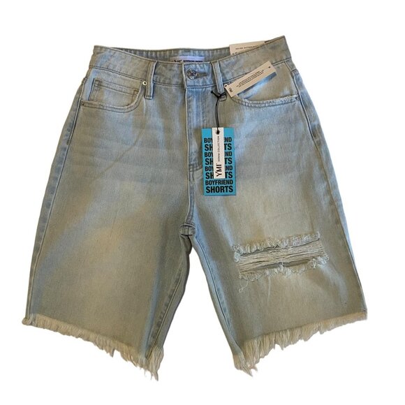 YMI Pants - NWT YMI Junior Distressed High Rise Waisted Boyfriend Shorts Denim Jeans Sz 5/27